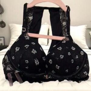 Victoria’s Secret (W) PINK Wireless Push Up Bra 32C Black Racerback Sport EUC